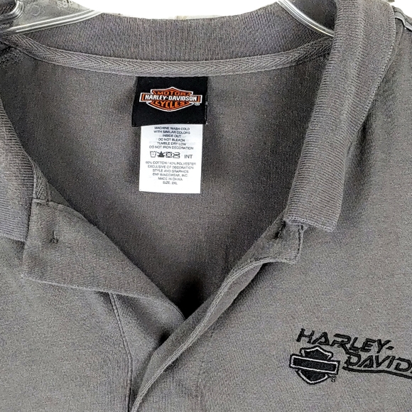 Harley Davidson Mens 2XL Brown SSlv Button Shirt - Picture 3 of 7